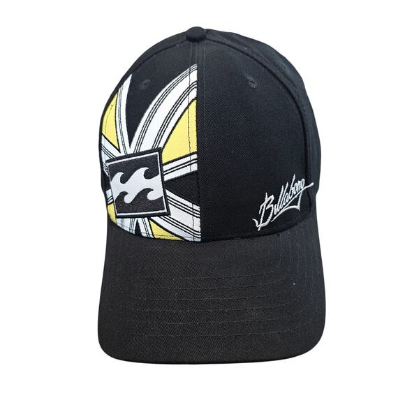 Billabong Y2K Fitted Hat Cap Black Yellow Size Small/Med Streetwear Skater Retro - Picture 1 of 11